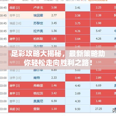 足彩攻略大揭秘，最新策略助你轻松走向胜利之路！