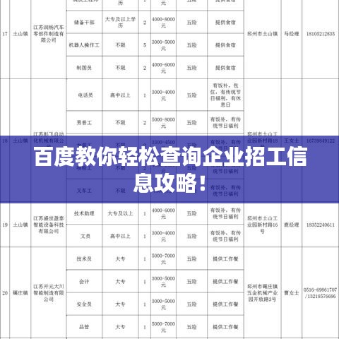 百度教你轻松查询企业招工信息攻略！