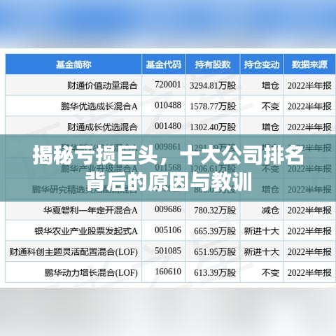 揭秘亏损巨头，十大公司排名背后的原因与教训