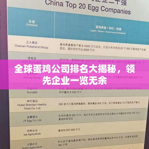 全球蛋鸡公司排名大揭秘，领先企业一览无余
