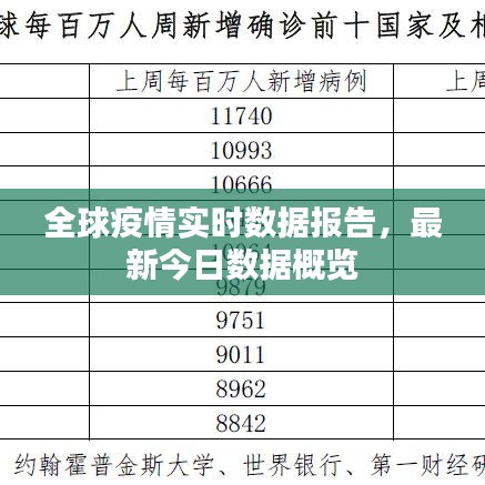 全球疫情实时数据报告，最新今日数据概览
