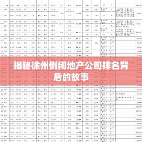 揭秘徐州倒闭地产公司排名背后的故事