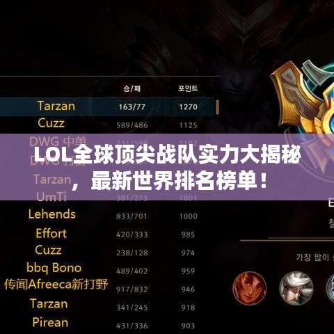 LOL全球顶尖战队实力大揭秘，最新世界排名榜单！