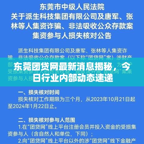 东莞团贷网最新消息揭秘，今日行业内部动态速递
