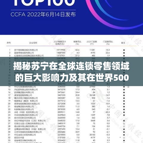 揭秘苏宁在全球连锁零售领域的巨大影响力及其在世界500强中的排名