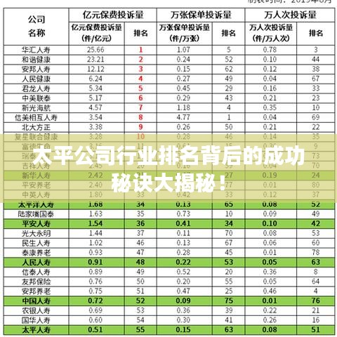 太平公司行业排名背后的成功秘诀大揭秘！