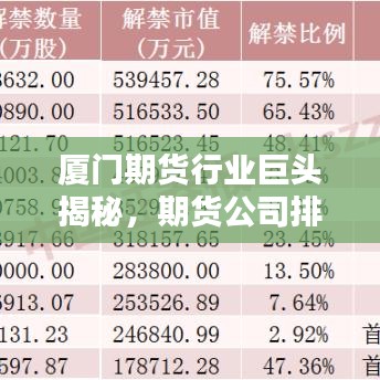 厦门期货行业巨头揭秘，期货公司排名及行业影响力深度解析