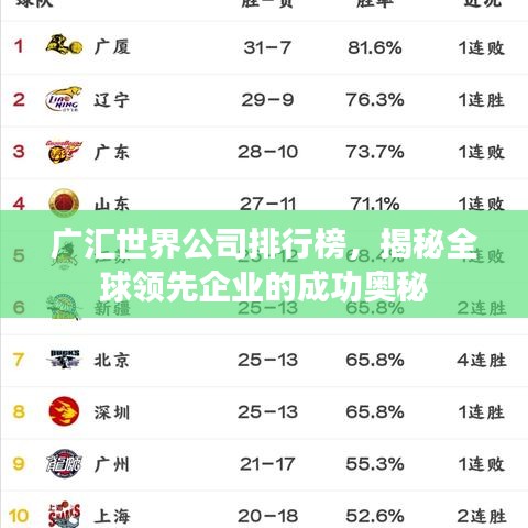 广汇世界公司排行榜，揭秘全球领先企业的成功奥秘