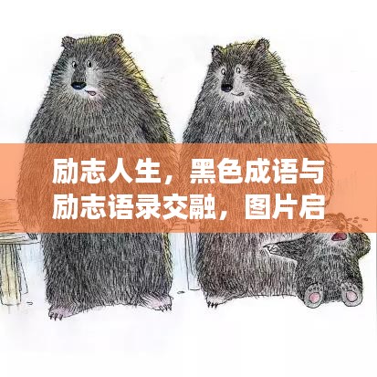 励志人生，黑色成语与励志语录交融，图片启示激发无限潜能的力量