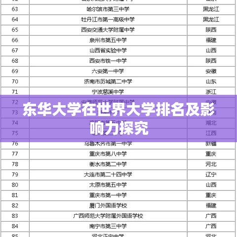东华大学在世界大学排名及影响力探究