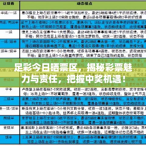 足彩今日晒票区，揭秘彩票魅力与责任，把握中奖机遇！